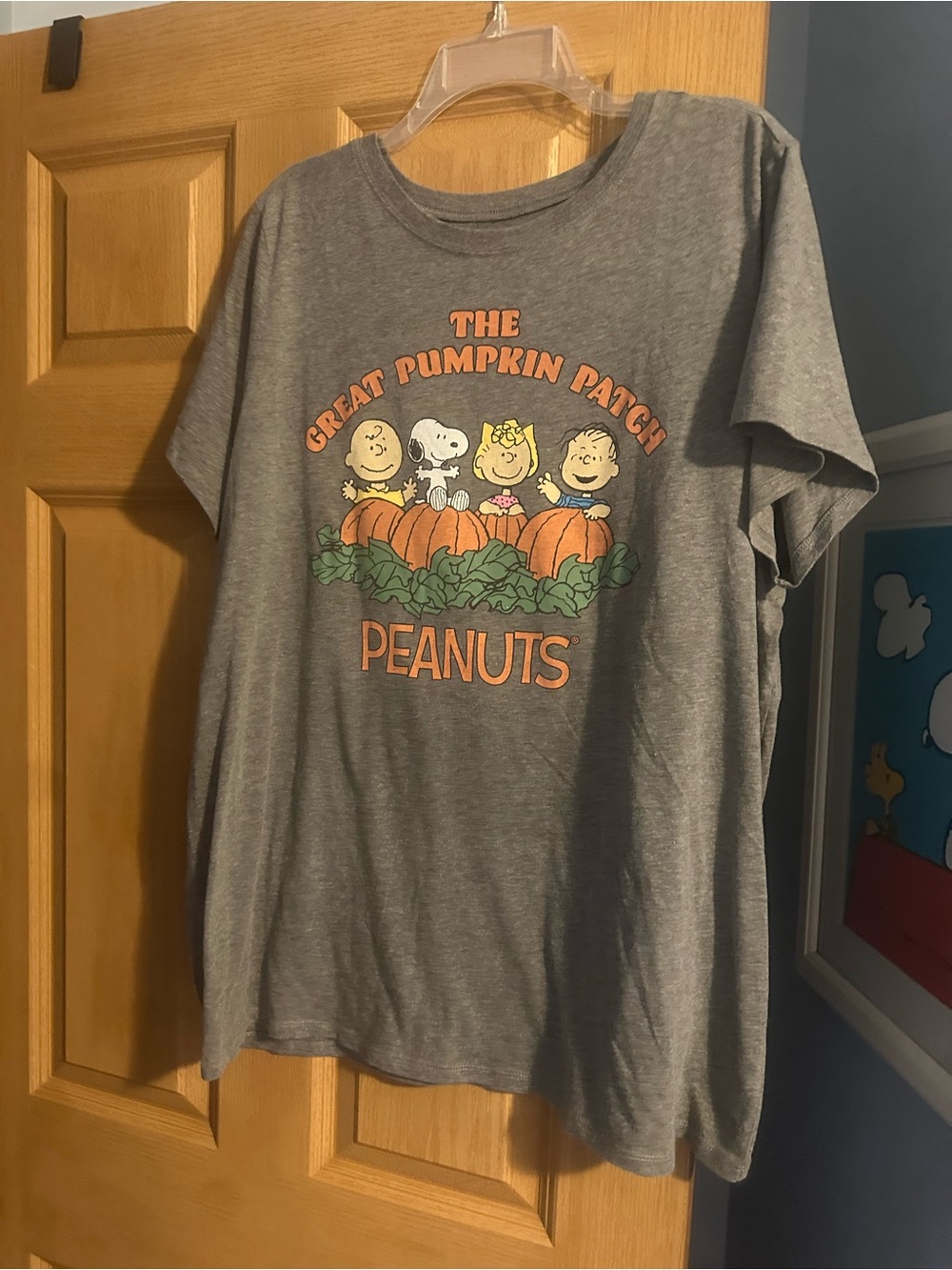 Peanuts Gray Great Pumpkin Patch Graphic Tee